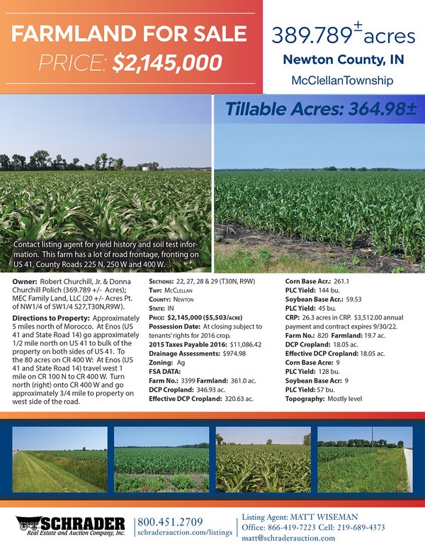 Listing brochure cover - 389.789+/- Acres Farmland